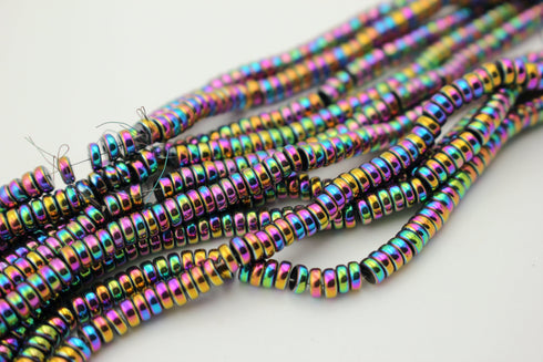 Rainbow Hematite Gemstone Beads, 4mm, Rondelle
